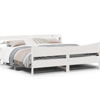 Massivholzbett mit Kopfteil Weiß 200x200 cm Kiefer