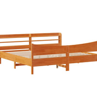 Massivholzbett mit Kopfteil Wachsbraun 200x200 cm Kiefer