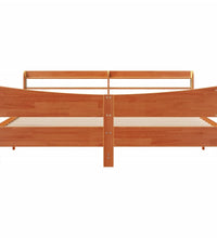 Massivholzbett mit Kopfteil Wachsbraun 200x200 cm Kiefer