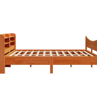 Massivholzbett mit Kopfteil Wachsbraun 200x200 cm Kiefer
