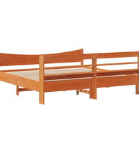Massivholzbett mit Kopfteil Wachsbraun 200x200 cm Kiefer