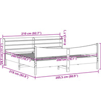 Massivholzbett mit Kopfteil Wachsbraun 200x200 cm Kiefer