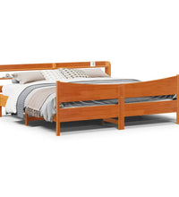 Massivholzbett mit Kopfteil Wachsbraun 200x200 cm Kiefer