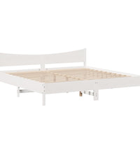 Massivholzbett mit Kopfteil Weiß 180x200 cm Kiefer