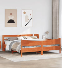 Massivholzbett mit Kopfteil Wachsbraun 180x200 cm Kiefer