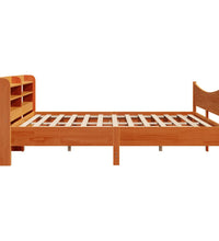 Massivholzbett mit Kopfteil Wachsbraun 180x200 cm Kiefer