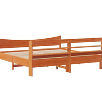 Massivholzbett mit Kopfteil Wachsbraun 180x200 cm Kiefer