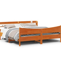 Massivholzbett mit Kopfteil Wachsbraun 180x200 cm Kiefer