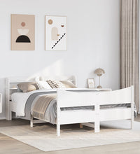 Massivholzbett mit Kopfteil Weiß 150x200 cm Kiefer