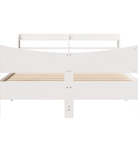 Massivholzbett mit Kopfteil Weiß 150x200 cm Kiefer