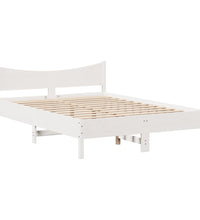 Massivholzbett mit Kopfteil Weiß 150x200 cm Kiefer