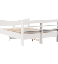 Massivholzbett mit Kopfteil Weiß 150x200 cm Kiefer