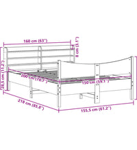 Massivholzbett mit Kopfteil Weiß 150x200 cm Kiefer