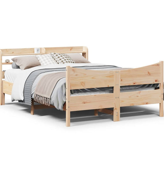 Massivholzbett mit Kopfteil 140x200 cm Kiefer