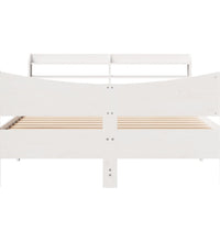 Massivholzbett mit Kopfteil Weiß 140x200 cm Kiefer