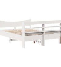 Massivholzbett mit Kopfteil Weiß 140x200 cm Kiefer