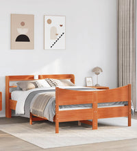 Massivholzbett mit Kopfteil Wachsbraun 140x200 cm Kiefer