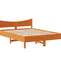 Massivholzbett mit Kopfteil Wachsbraun 140x200 cm Kiefer