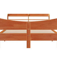 Massivholzbett mit Kopfteil Wachsbraun 120x200 cm Kiefer