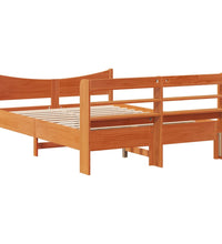 Massivholzbett mit Kopfteil Wachsbraun 120x200 cm Kiefer