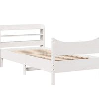 Massivholzbett mit Kopfteil Weiß 100x200 cm Kiefer
