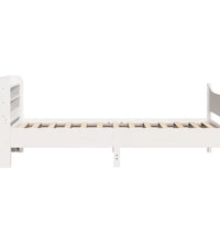 Massivholzbett mit Kopfteil Weiß 100x200 cm Kiefer