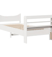 Massivholzbett mit Kopfteil Weiß 100x200 cm Kiefer
