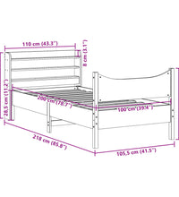 Massivholzbett mit Kopfteil Weiß 100x200 cm Kiefer