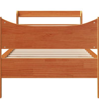 Massivholzbett mit Kopfteil Wachsbraun 90x200 cm Kiefer