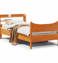 Massivholzbett mit Kopfteil Wachsbraun 90x200 cm Kiefer