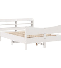 Massivholzbett mit Kopfteil Weiß 140x190 cm Kiefer