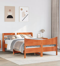 Massivholzbett mit Kopfteil Wachsbraun 140x190 cm Kiefer
