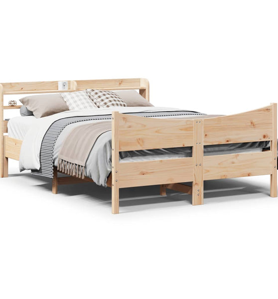 Massivholzbett mit Kopfteil 135x190 cm Kiefer