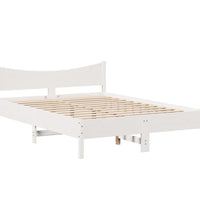 Massivholzbett mit Kopfteil Weiß 135x190 cm Kiefer