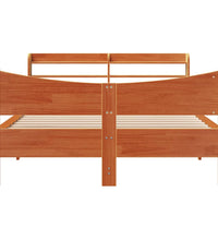 Massivholzbett mit Kopfteil Wachsbraun 135x190 cm Kiefer