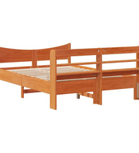 Massivholzbett mit Kopfteil Wachsbraun 135x190 cm Kiefer