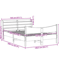 Massivholzbett mit Kopfteil Wachsbraun 135x190 cm Kiefer