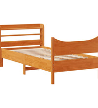 Massivholzbett mit Kopfteil Wachsbraun 90x190 cm Kiefer