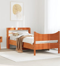 Massivholzbett mit Kopfteil Wachsbraun 90x190 cm Kiefer