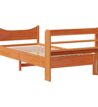 Massivholzbett mit Kopfteil Wachsbraun 90x190 cm Kiefer