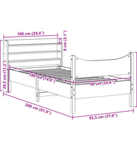Massivholzbett mit Kopfteil Wachsbraun 90x190 cm Kiefer