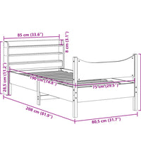Massivholzbett mit Kopfteil 75x190 cm Kiefer