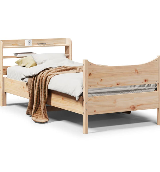 Massivholzbett mit Kopfteil 75x190 cm Kiefer