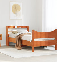 Massivholzbett mit Kopfteil Wachsbraun 75x190 cm Kiefer