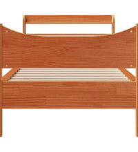 Massivholzbett mit Kopfteil Wachsbraun 75x190 cm Kiefer