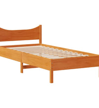 Massivholzbett mit Kopfteil Wachsbraun 75x190 cm Kiefer