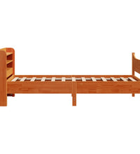 Massivholzbett mit Kopfteil Wachsbraun 75x190 cm Kiefer