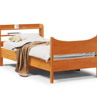 Massivholzbett mit Kopfteil Wachsbraun 75x190 cm Kiefer