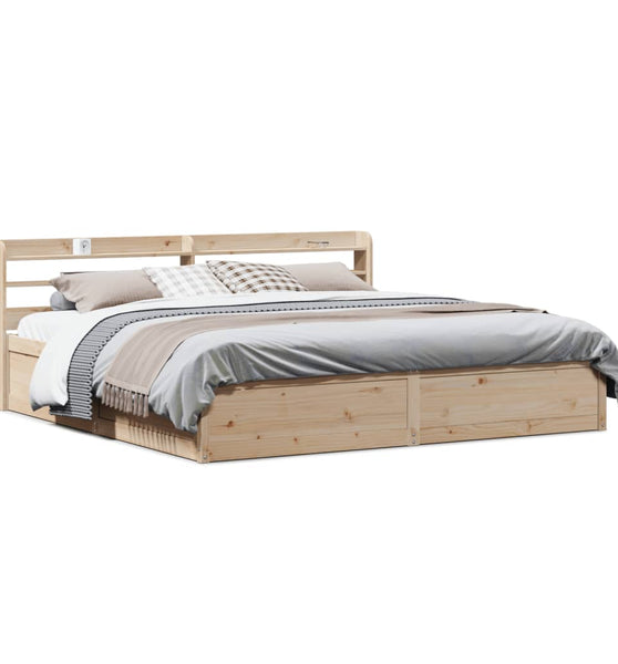 Massivholzbett mit Kopfteil 200x200 cm Kiefer