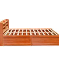 Massivholzbett mit Kopfteil Wachsbraun 200x200 cm Kiefer